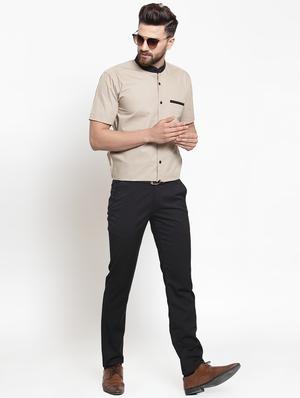 beige solid casual shirt - 16245168 - Standard Image - 4