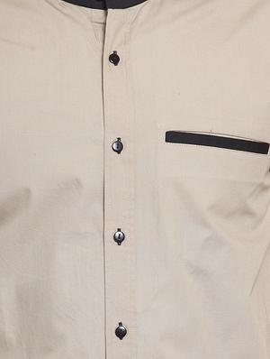 beige solid casual shirt - 16245168 - Standard Image - 5