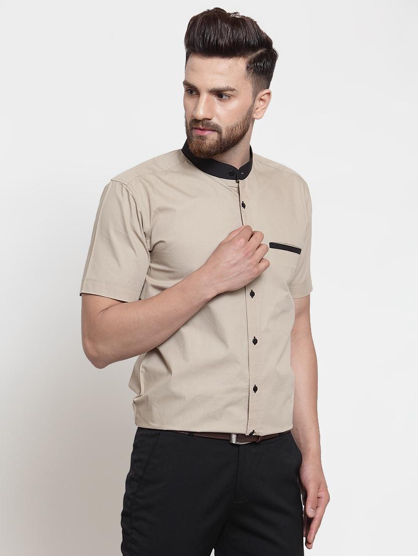 beige solid casual shirt - 16245168 - Zoom Image - 2