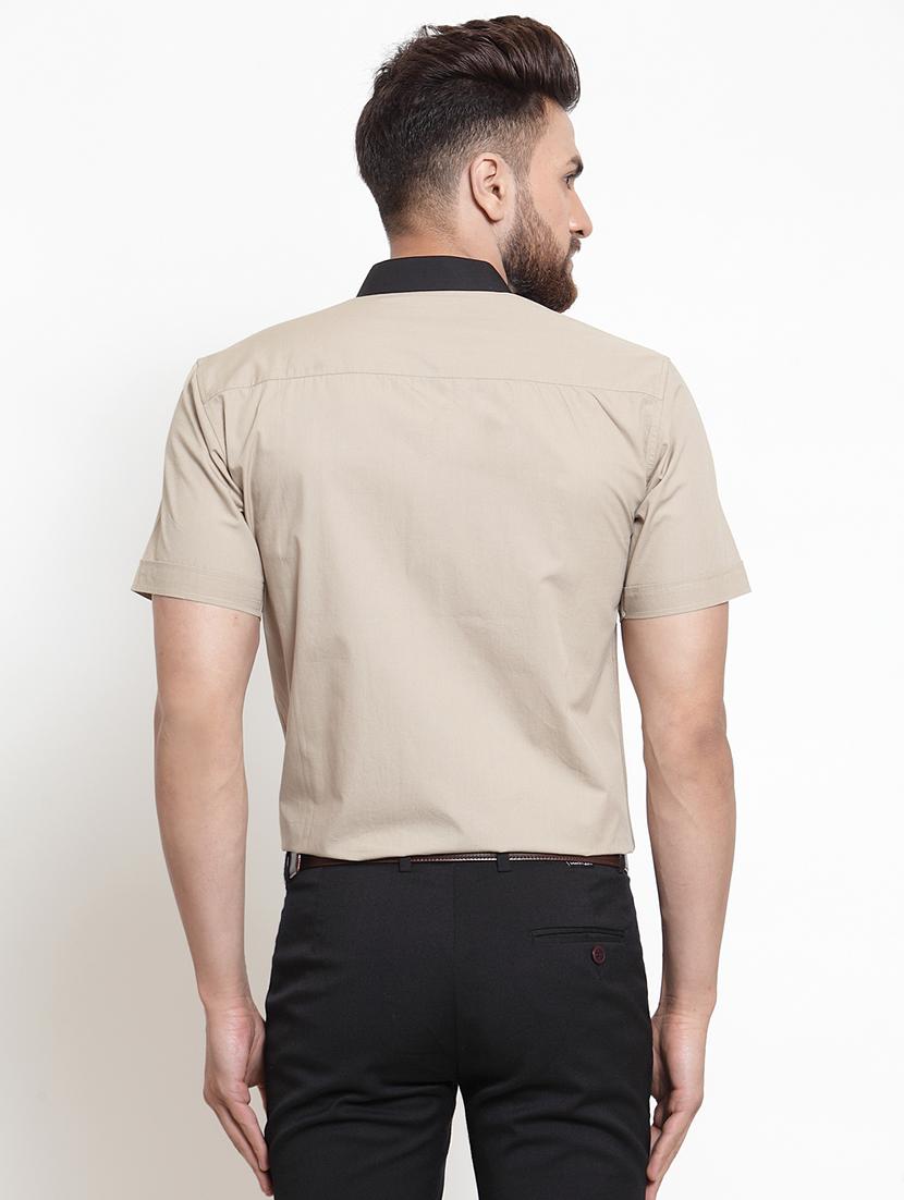beige solid casual shirt - 16245168 - Zoom Image - 3