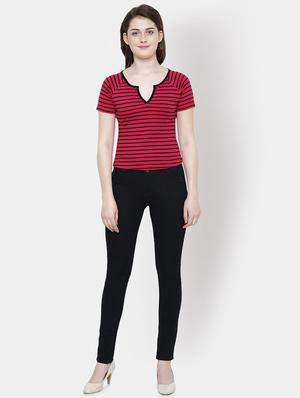 notch neck striped top - 16245216 - Standard Image - 4
