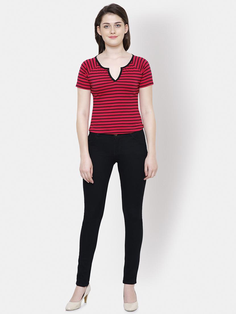 notch neck striped top - 16245216 - Zoom Image - 4
