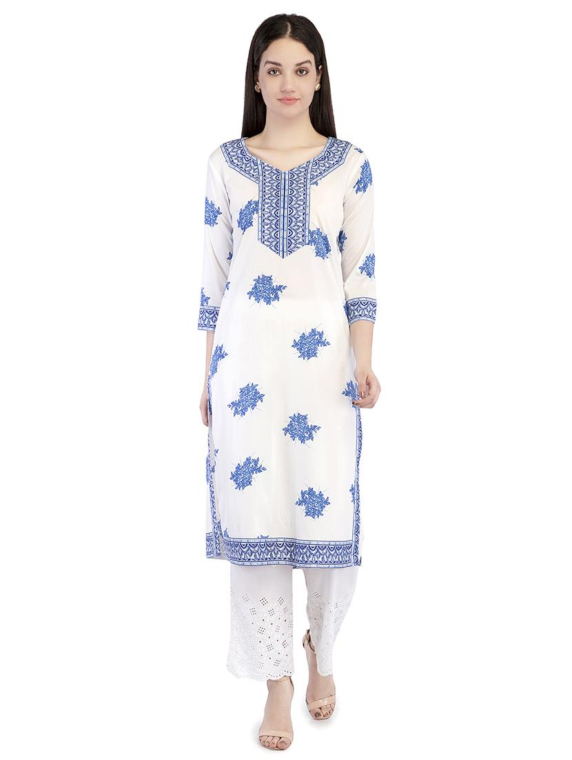 floral printed straight kurta - 16245232 - Zoom Image - 1