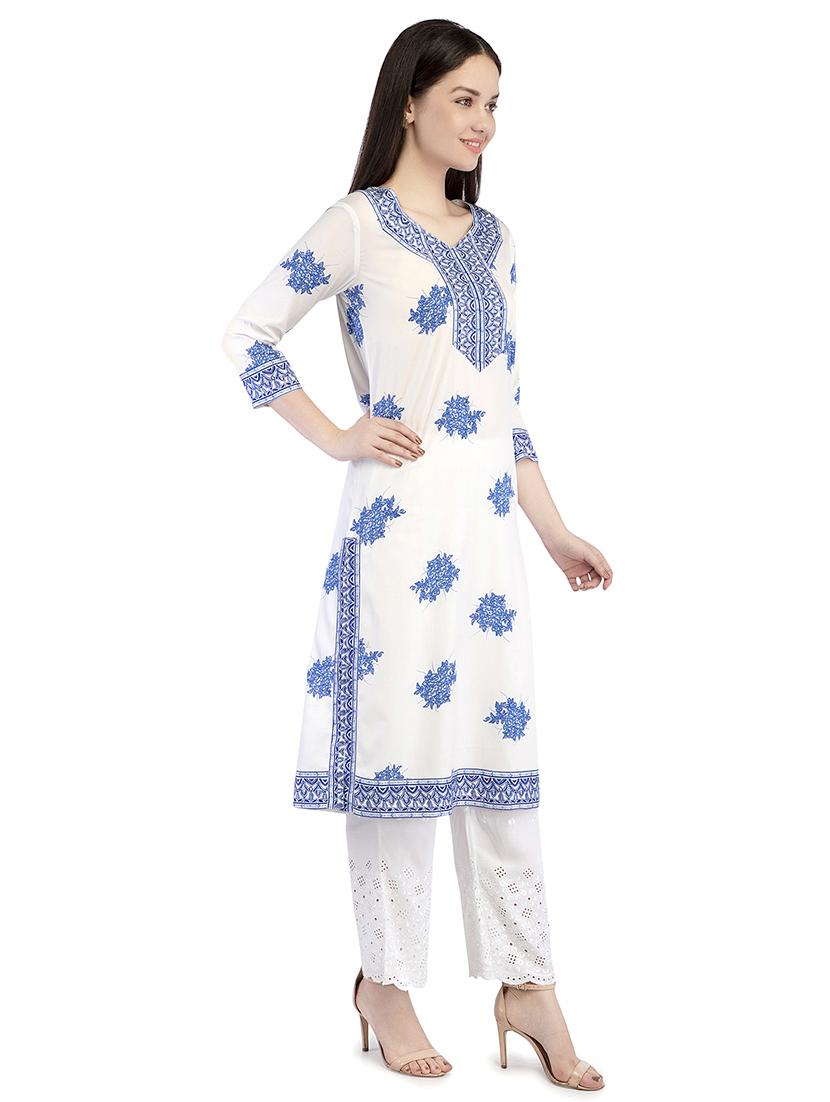 floral printed straight kurta - 16245232 - Zoom Image - 2