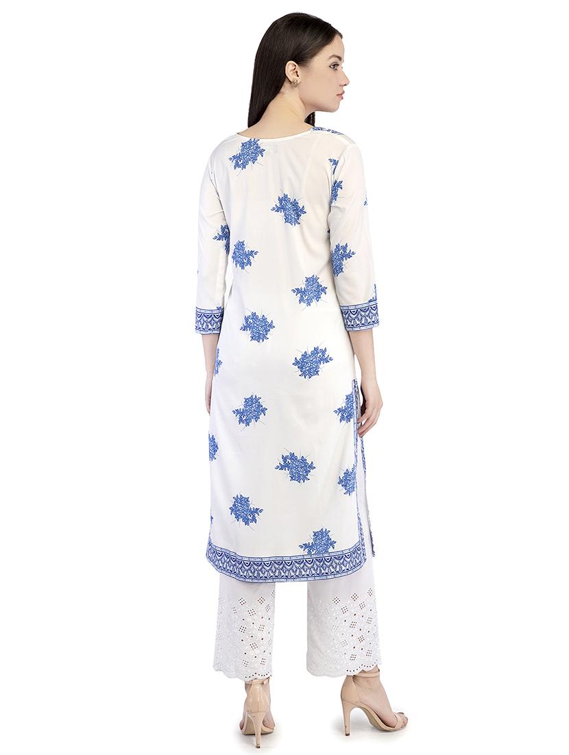 floral printed straight kurta - 16245232 - Zoom Image - 3