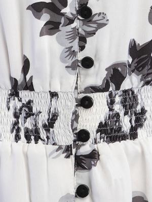 smocked waist button up dress - 16245233 - Standard Image - 4