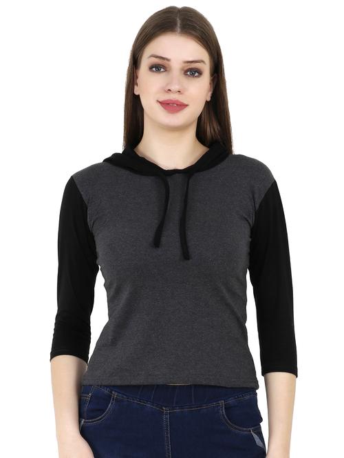 Hooded Three quarter sleeve tee - 16245368 - Standard Image - 1