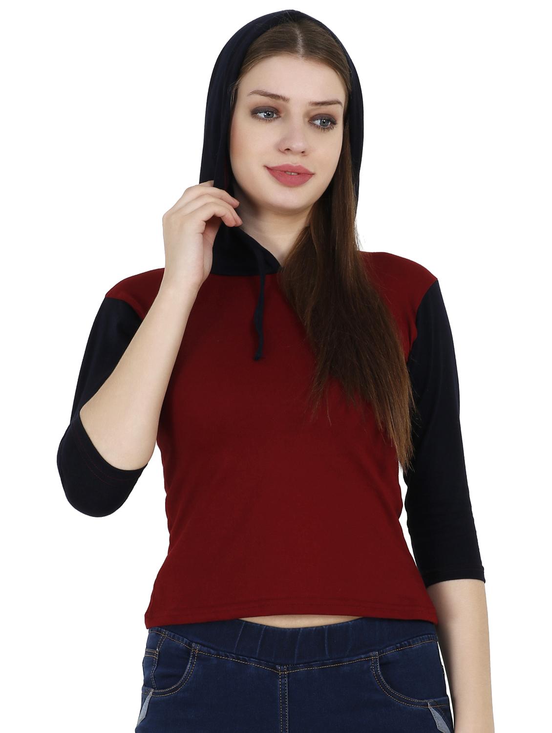 three quarter sleeve hooded tee - 16245371 - Zoom Image - 1