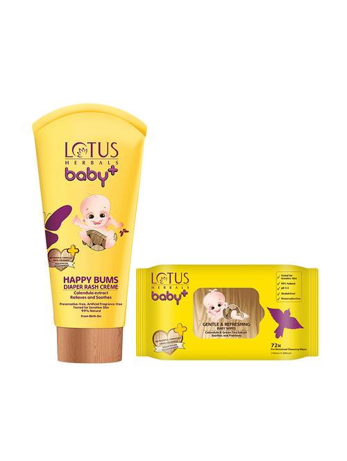 lotus herbals baby combo pack of 2 (creme-100gm+wipes-72 n) - 16245411 - Very Small Image - 1
