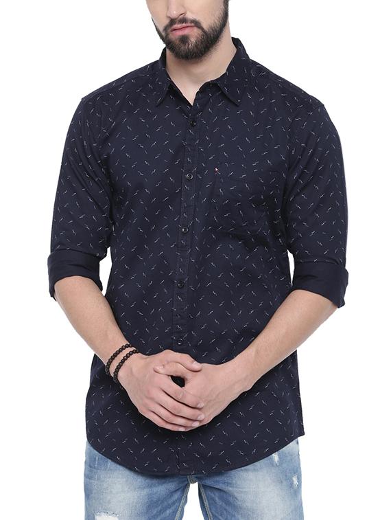 navy blue printed casual shirt - 16245488 - Zoom Image - 1
