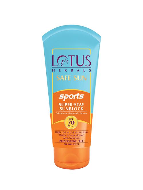 lotus herbals safe sun sports super-stay sunblock spf 70 pa+++ - 16245490 - Very Small Image - 1
