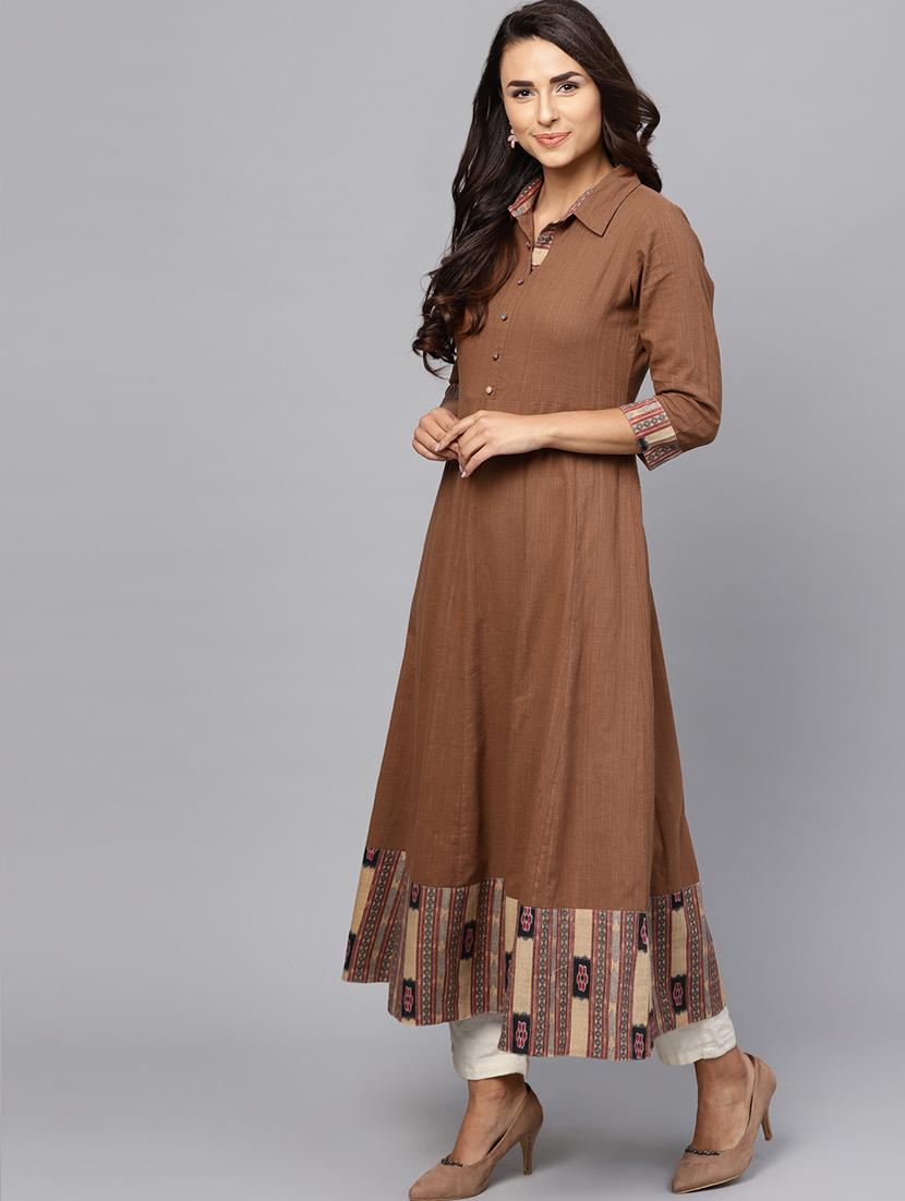ikat printed anarkali kurta - 16245538 - Zoom Image - 2