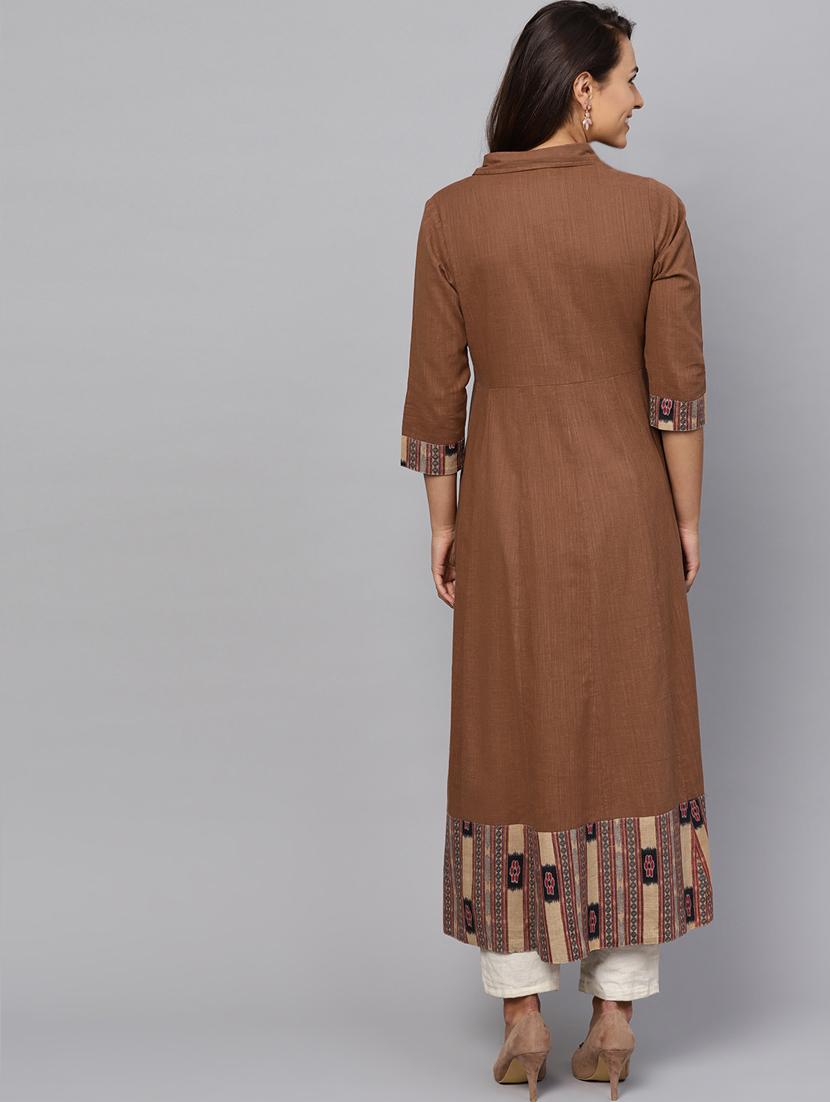 ikat printed anarkali kurta - 16245538 - Zoom Image - 3