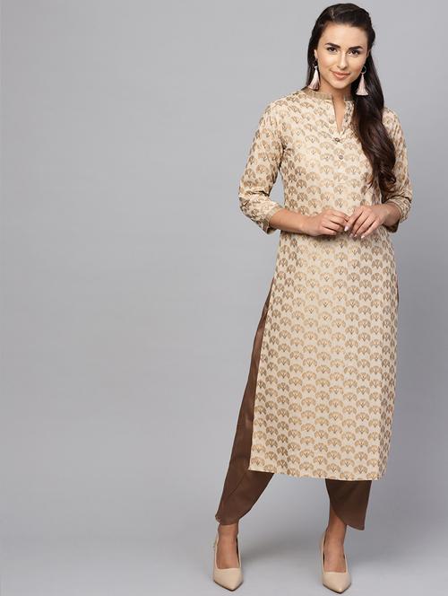 foil printed straight kurta - 16245545 - Standard Image - 1