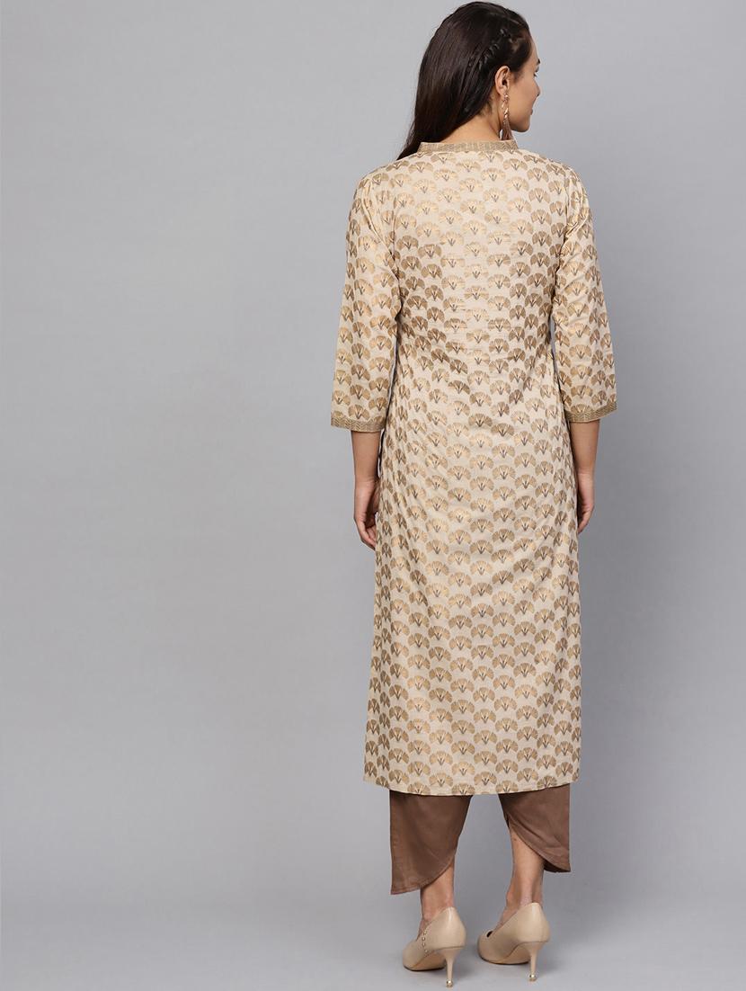 foil printed straight kurta - 16245545 - Zoom Image - 3
