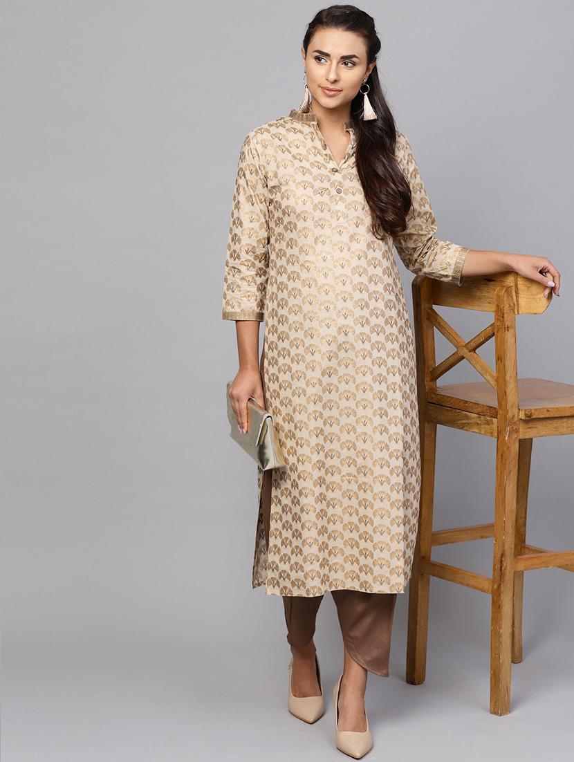 foil printed straight kurta - 16245545 - Zoom Image - 4