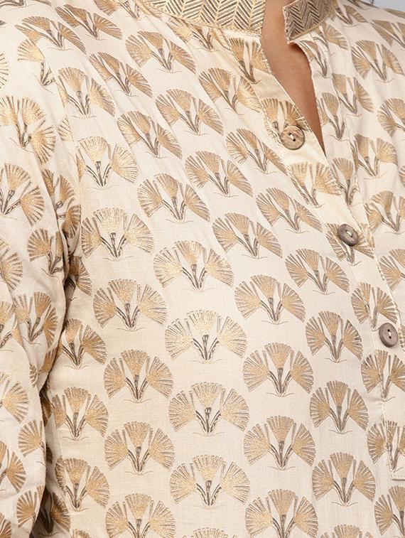 foil printed straight kurta - 16245545 - Zoom Image - 5