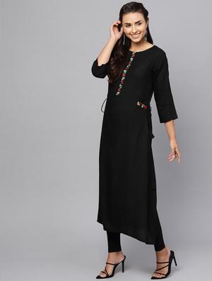 embroidered a-line kurta - 16245547 - Standard Image - 2