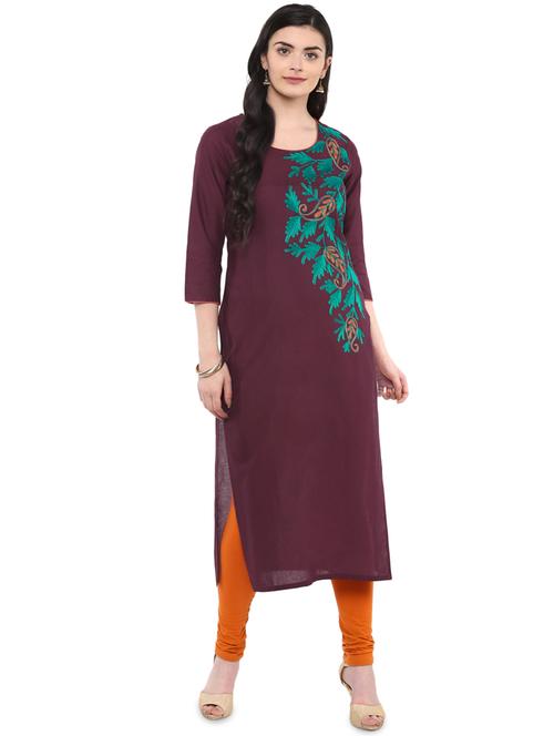embroidered straight kurta - 16245553 - Standard Image - 1
