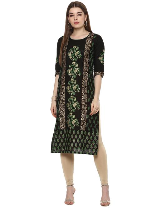 block printed straight kurta - 16245558 - Standard Image - 1