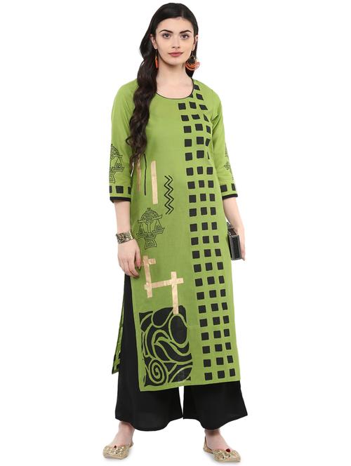 block printed straight kurta - 16245561 - Standard Image - 1