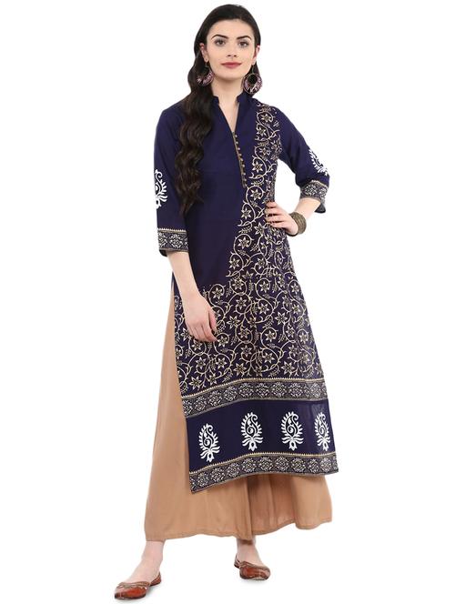 block printed straight kurta - 16245570 - Very Small Image - 1