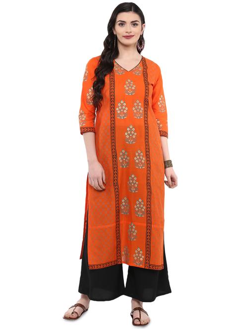 block printed straight kurta - 16245576 - Very Small Image - 1