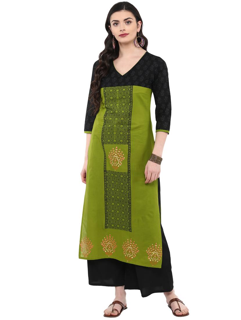 block printed straight kurta - 16245578 - Zoom Image - 1