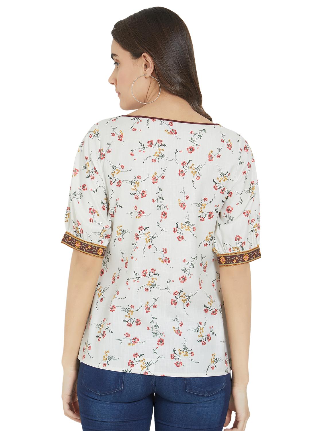 tie up neck floral tunic - 16245719 - Zoom Image - 3