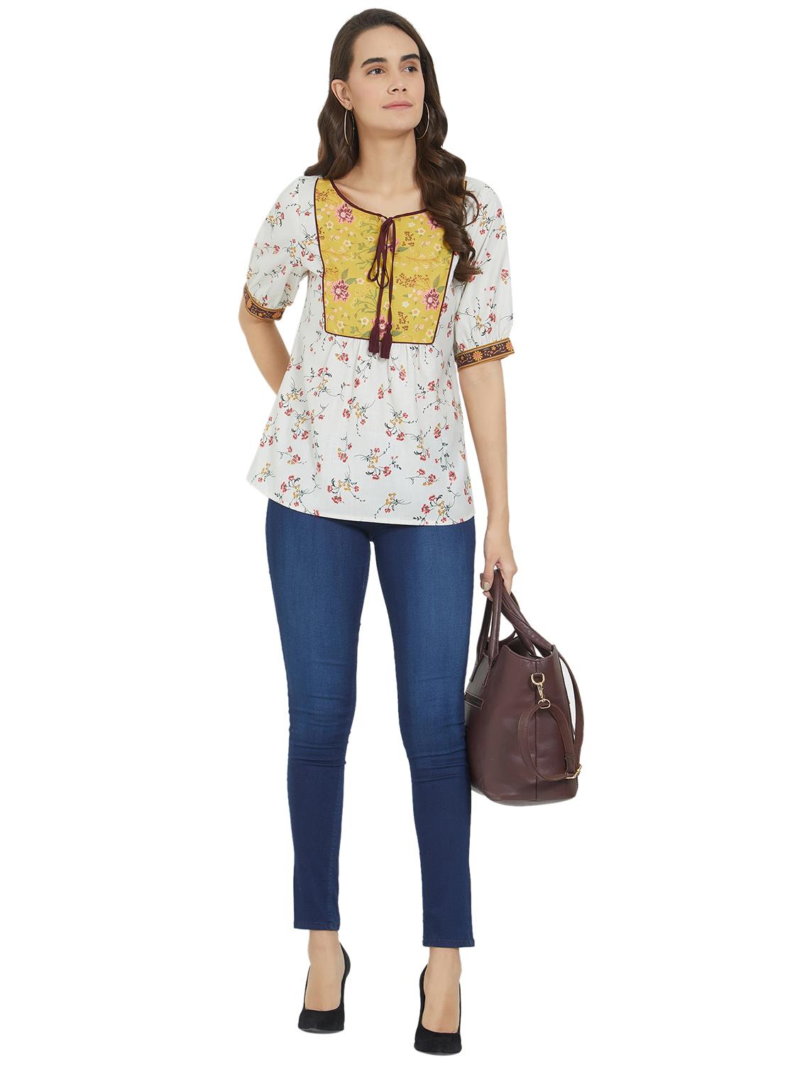 tie up neck floral tunic - 16245719 - Zoom Image - 4