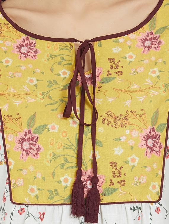tie up neck floral tunic - 16245719 - Zoom Image - 5