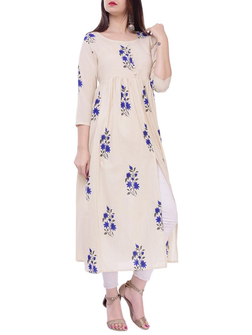Floral printed high slit kurta - 16245734 - Zoom Image - 1