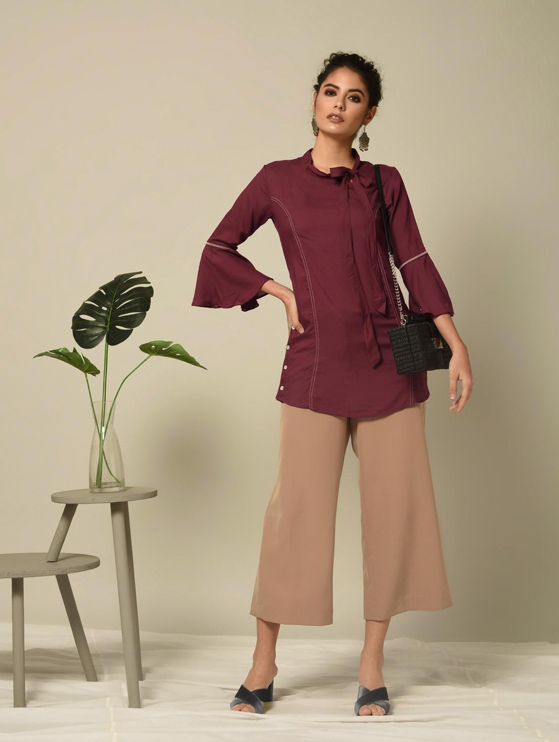 solid a-line kurti - 16245975 - Zoom Image - 1