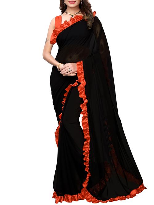 ruffle bordered fusion saree with blouse - 16246058 - Standard Image - 1