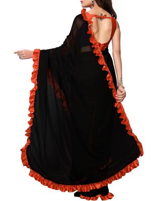 ruffle bordered fusion saree with blouse - 16246058 - Standard Image - 2