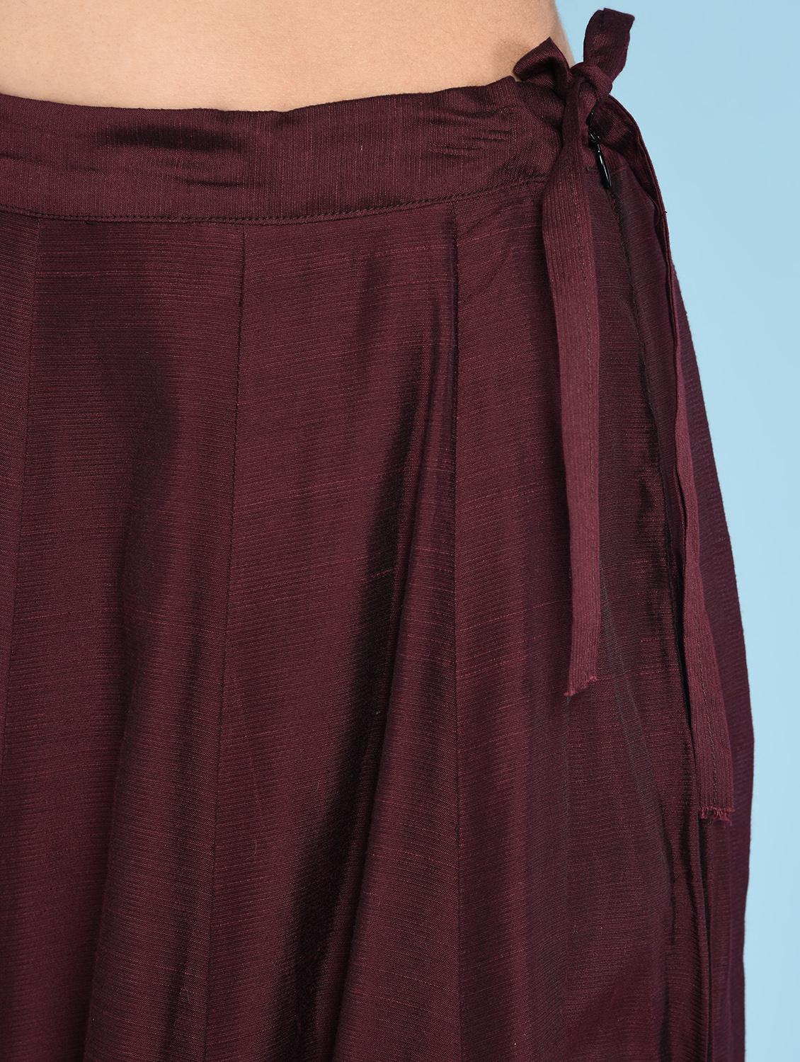 maroon solid flared lehenga - 16246243 - Zoom Image - 6