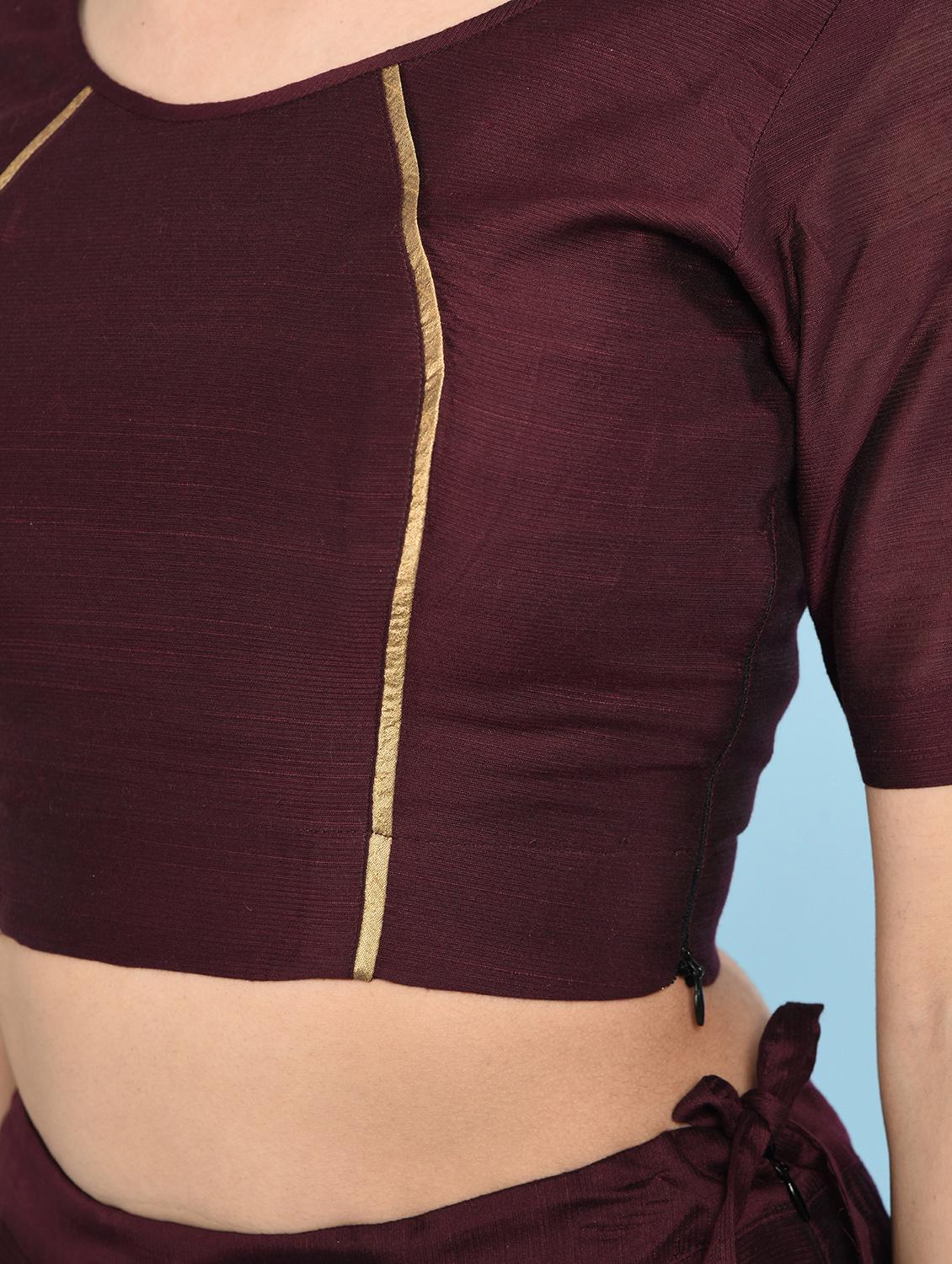 maroon solid flared lehenga - 16246243 - Zoom Image - 7