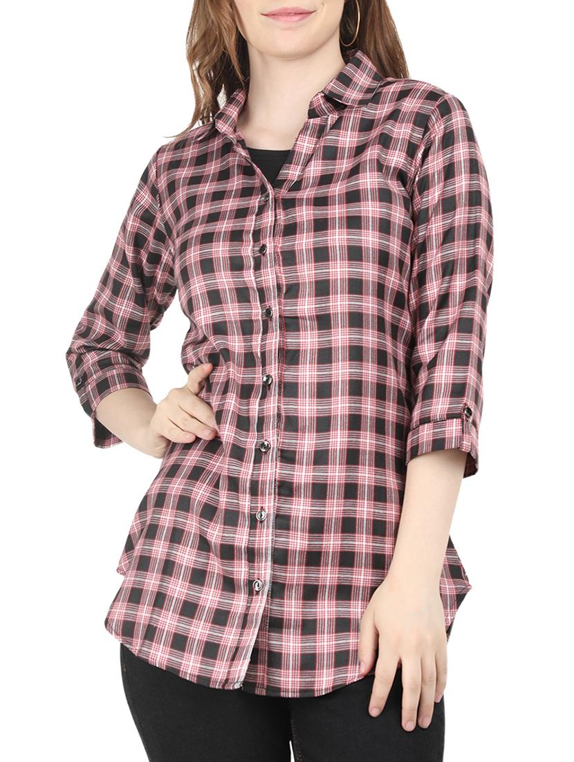 round hem checkered shirt - 16246372 - Zoom Image - 1