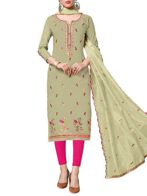 floral embroidered unstitched suit - 16246897 - Standard Image - 1