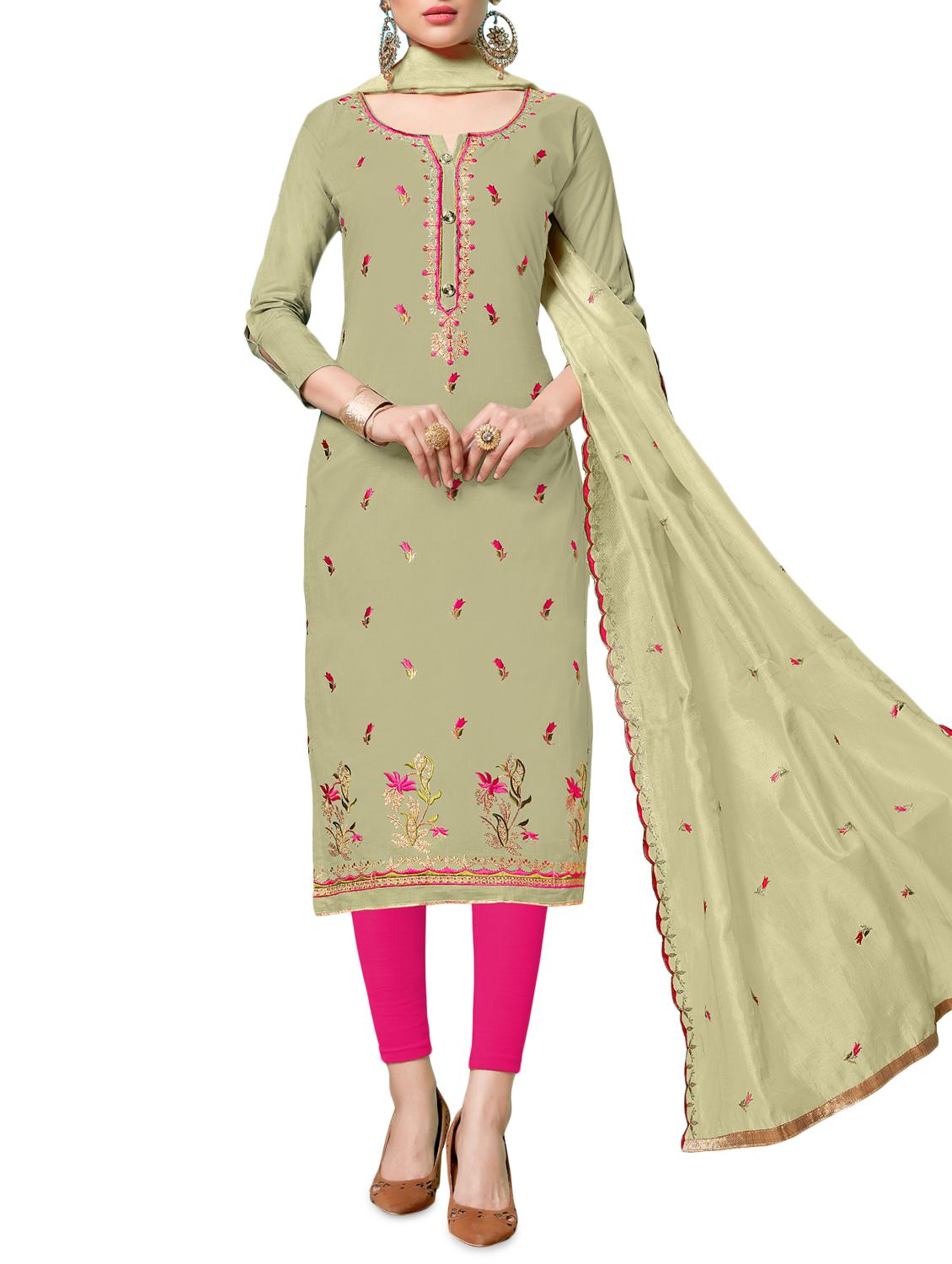 floral embroidered unstitched suit - 16246897 - Zoom Image - 1