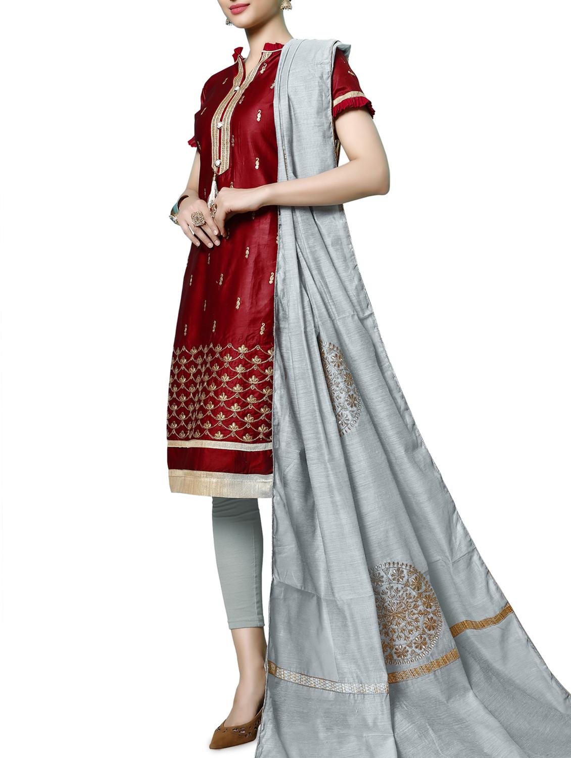 embroidered unstitched suit - 16246900 - Zoom Image - 2