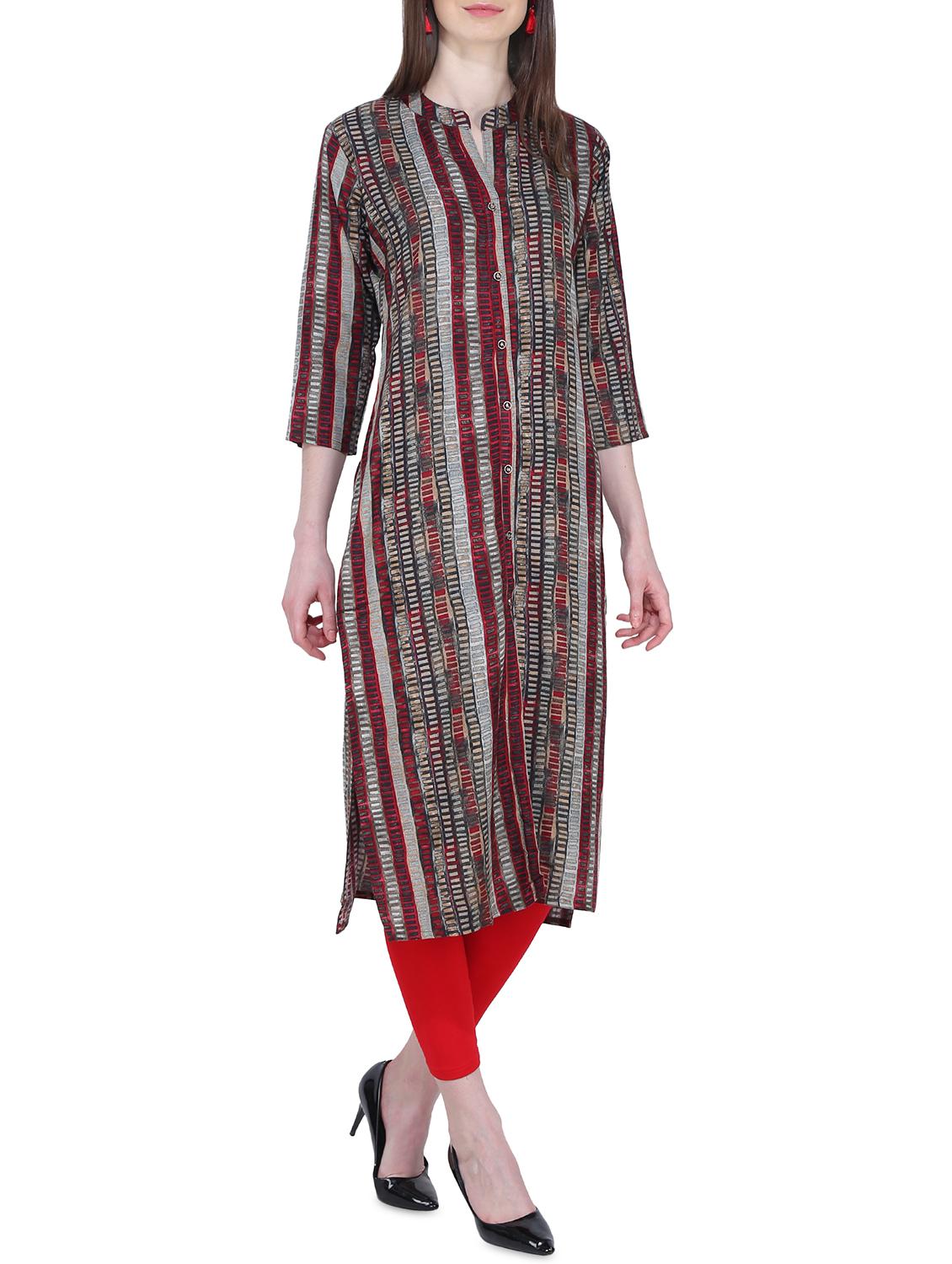 printed straight kurta - 16246960 - Zoom Image - 2