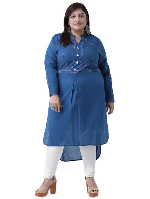 embroidered high low kurta - 16247155 - Standard Image - 1