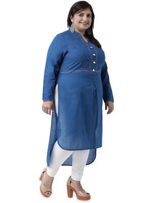 embroidered high low kurta - 16247155 - Standard Image - 2