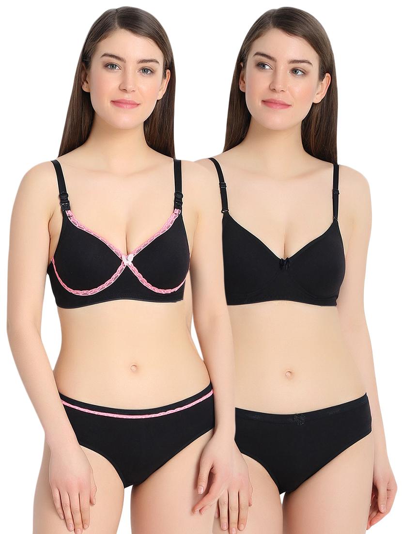 set of 2 solid bra and panty set - 16249326 - Zoom Image - 1