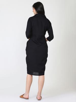 lapel neck sheath dress - 16249394 - Standard Image - 3