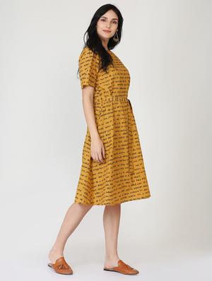quirky text tie knot a-line dress - 16249404 - Standard Image - 2