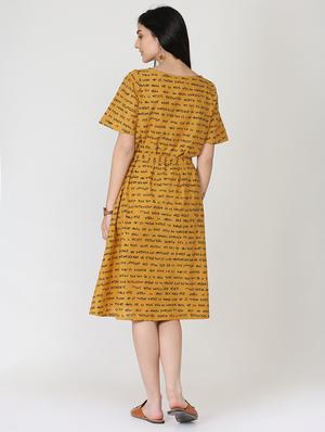 quirky text tie knot a-line dress - 16249404 - Standard Image - 3