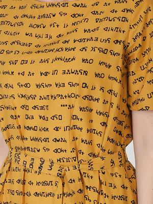 quirky text tie knot a-line dress - 16249404 - Standard Image - 4