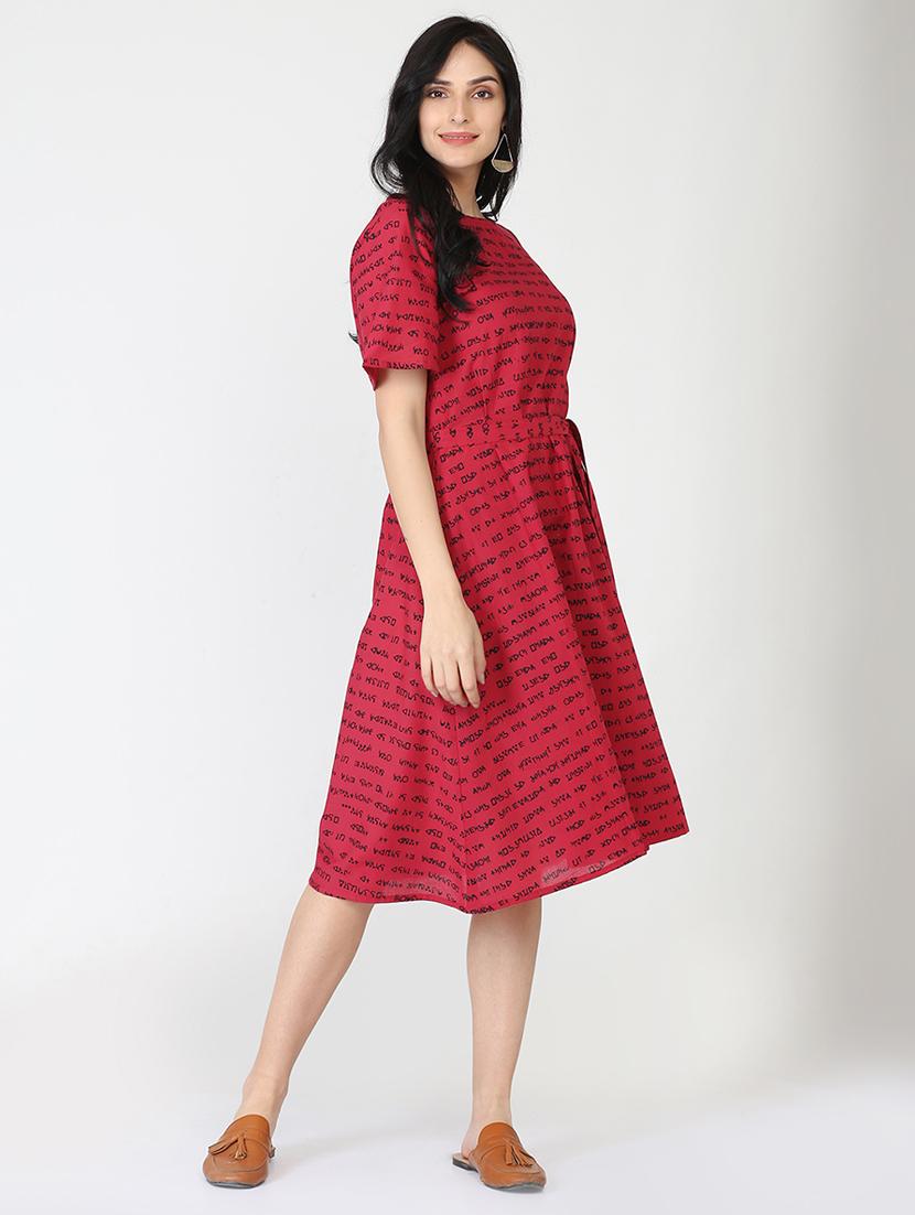 quirky text tie knot a-line dress - 16249405 - Zoom Image - 2